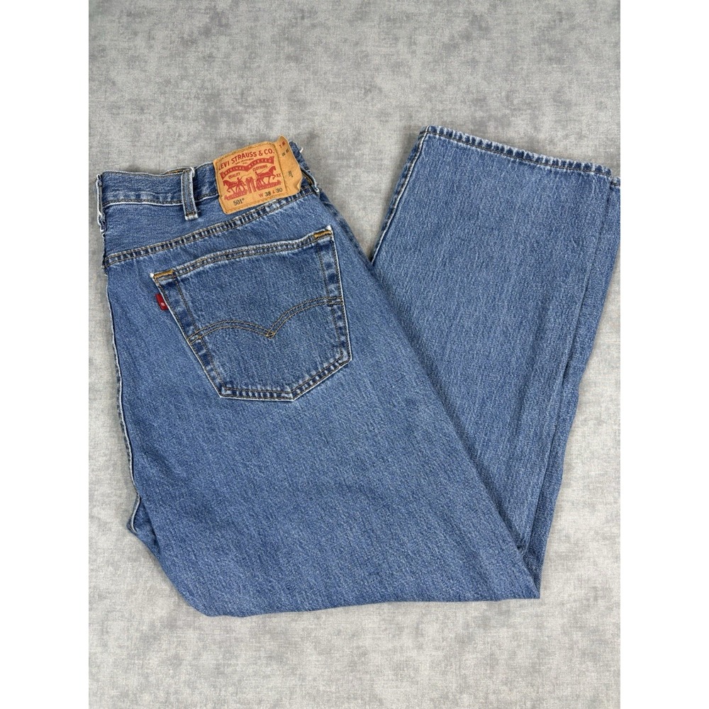 Levi's 501 Men's Jeans 38x30 Blue Denim Straight Leg Button Fly 100% Cotton